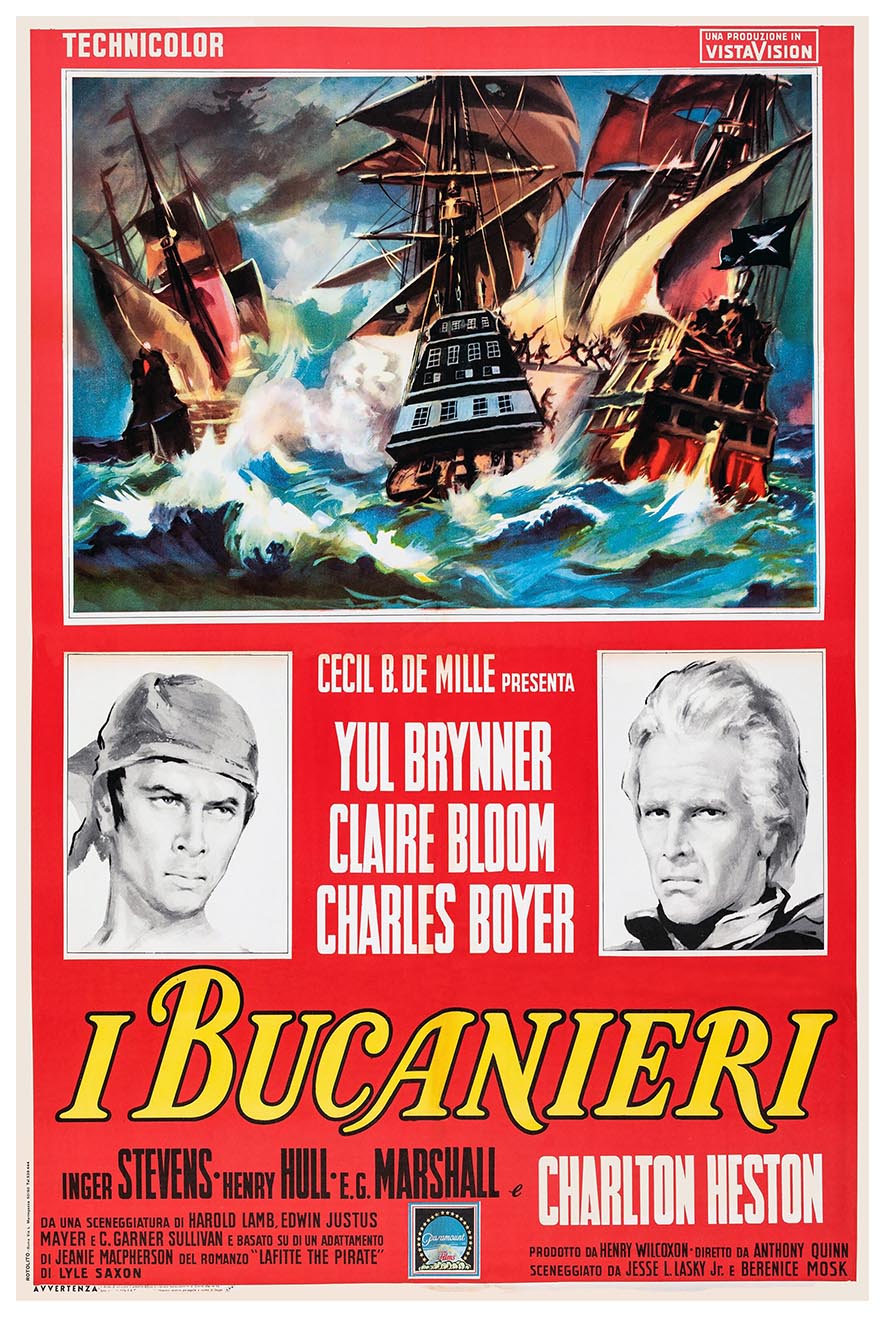 The Buccaneer 1958 - Italian v2 - Charlton Heston - Vintage Classic Movie Poster