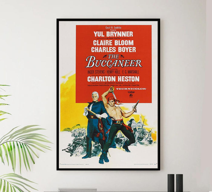 The Buccaneer 1958 - Charlton Heston - Vintage Classic Movie Poster