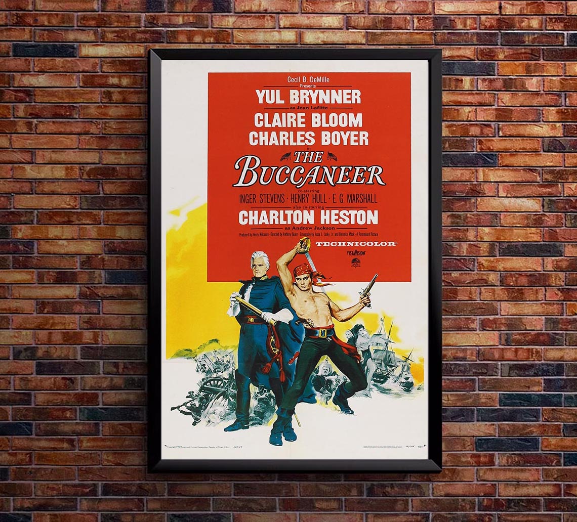 The Buccaneer 1958 - Charlton Heston - Vintage Classic Movie Poster