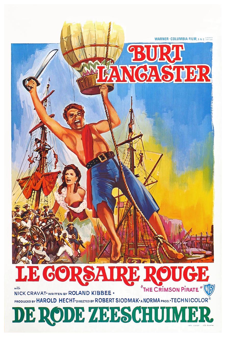The Crimson Pirate 1952 - Belgium - Vintage Pirate Classic Movie Poster