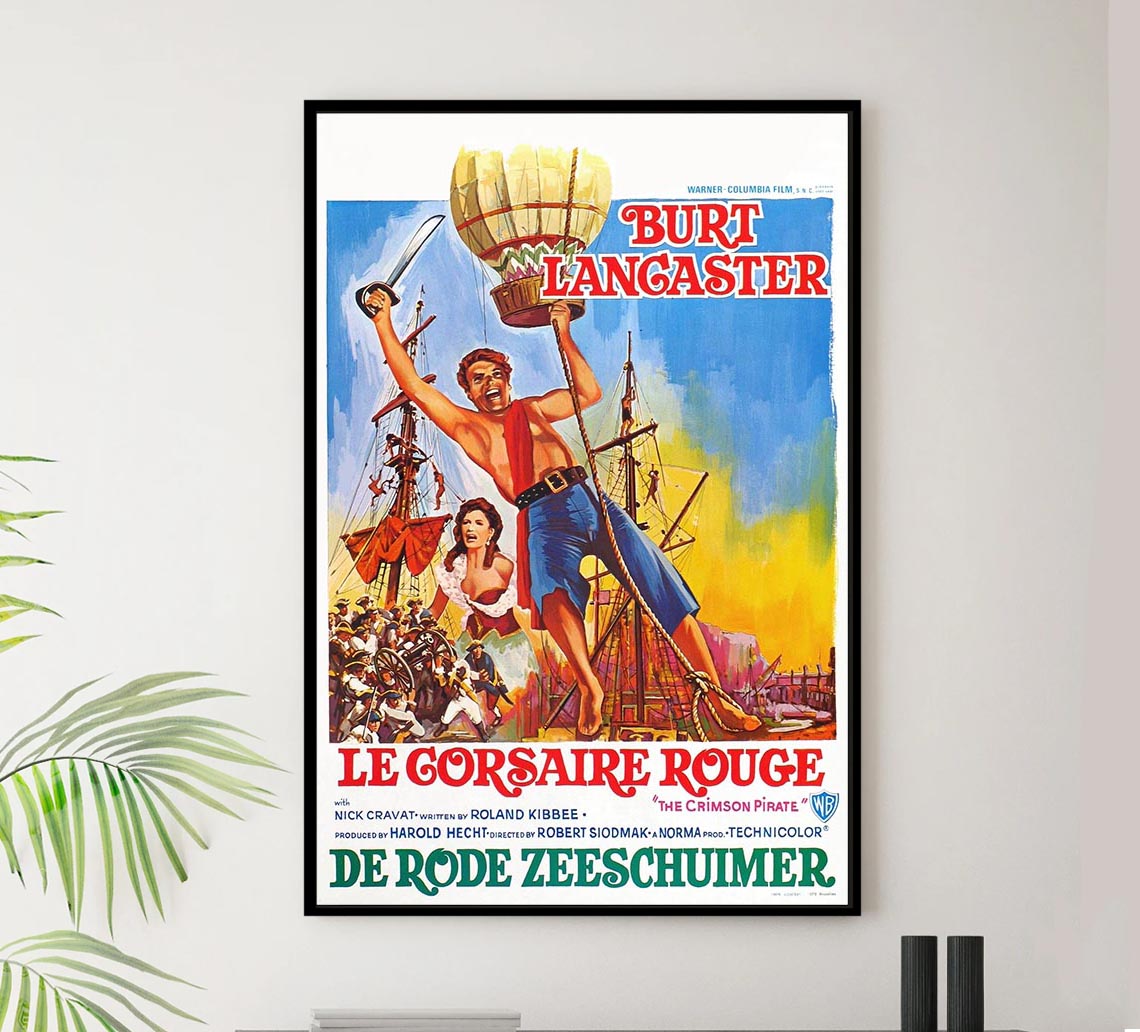 The Crimson Pirate 1952 - Belgium - Vintage Pirate Classic Movie Poster