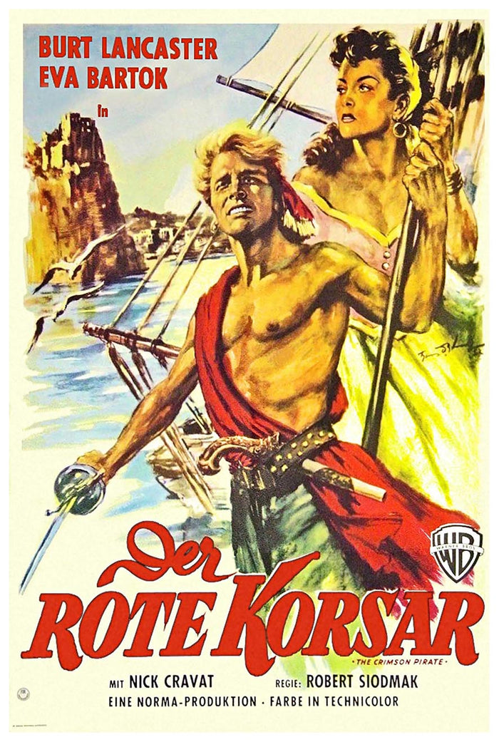 The Crimson Pirate 1952 - German - Vintage Pirate Classic Movie Poster