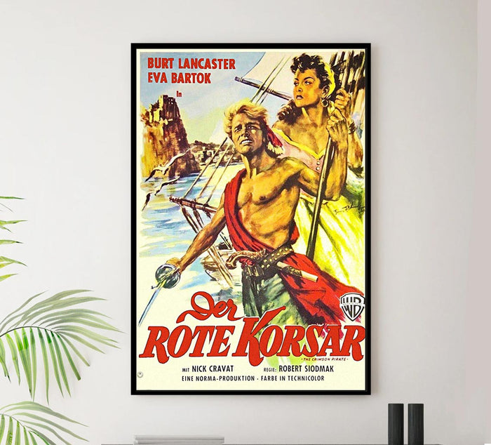 The Crimson Pirate 1952 - German - Vintage Pirate Classic Movie Poster
