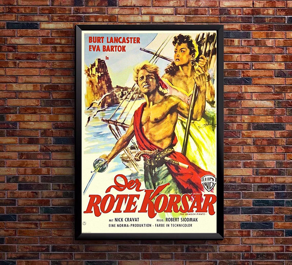 The Crimson Pirate 1952 - German - Vintage Pirate Classic Movie Poster