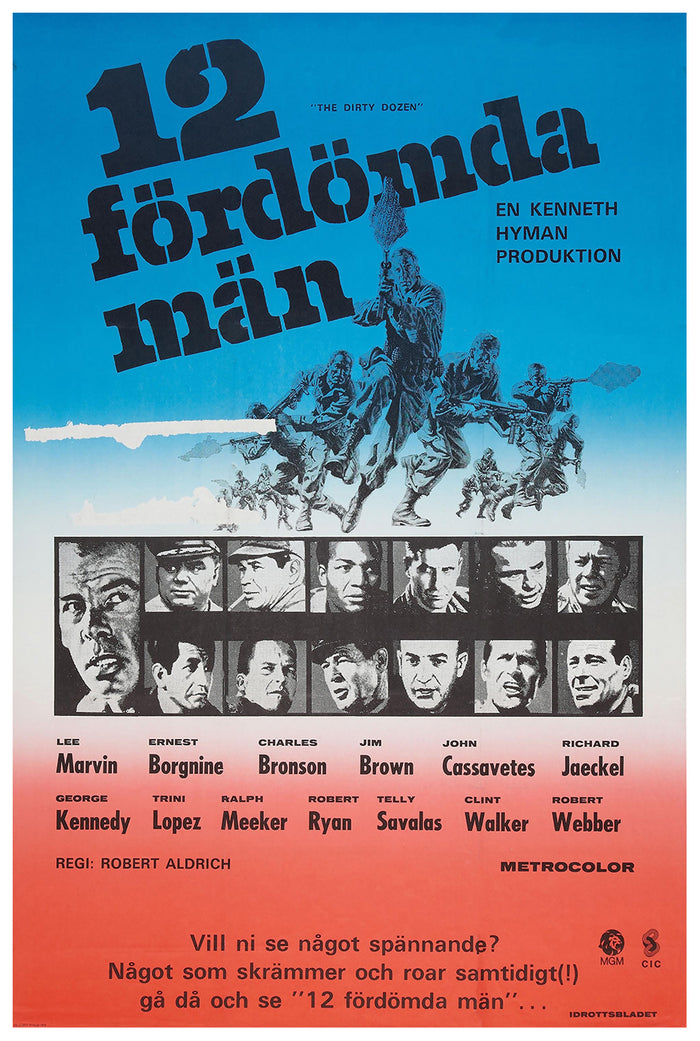 The Dirty Dozen 1967 - Sweden- Classic Movie Poster