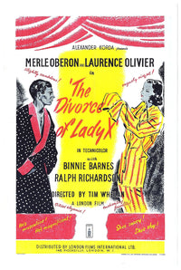 The Divorce of Lady X 1938 - Laurence Olivier - UK - Classic Movie Poster