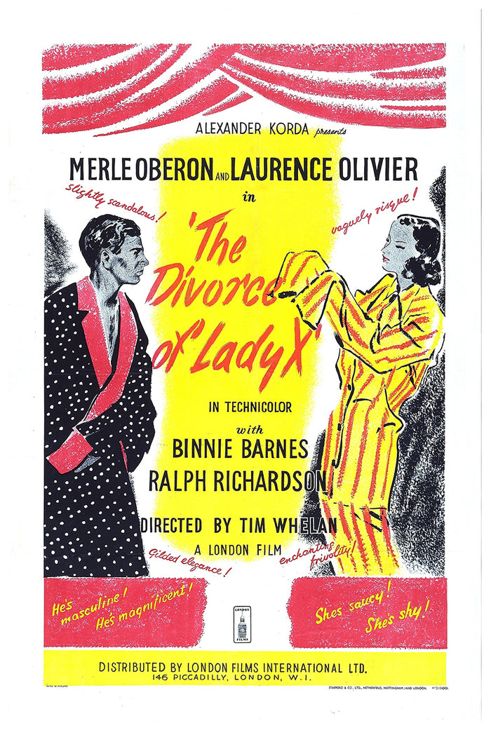 The Divorce of Lady X 1938 - Laurence Olivier - UK - Classic Movie Poster