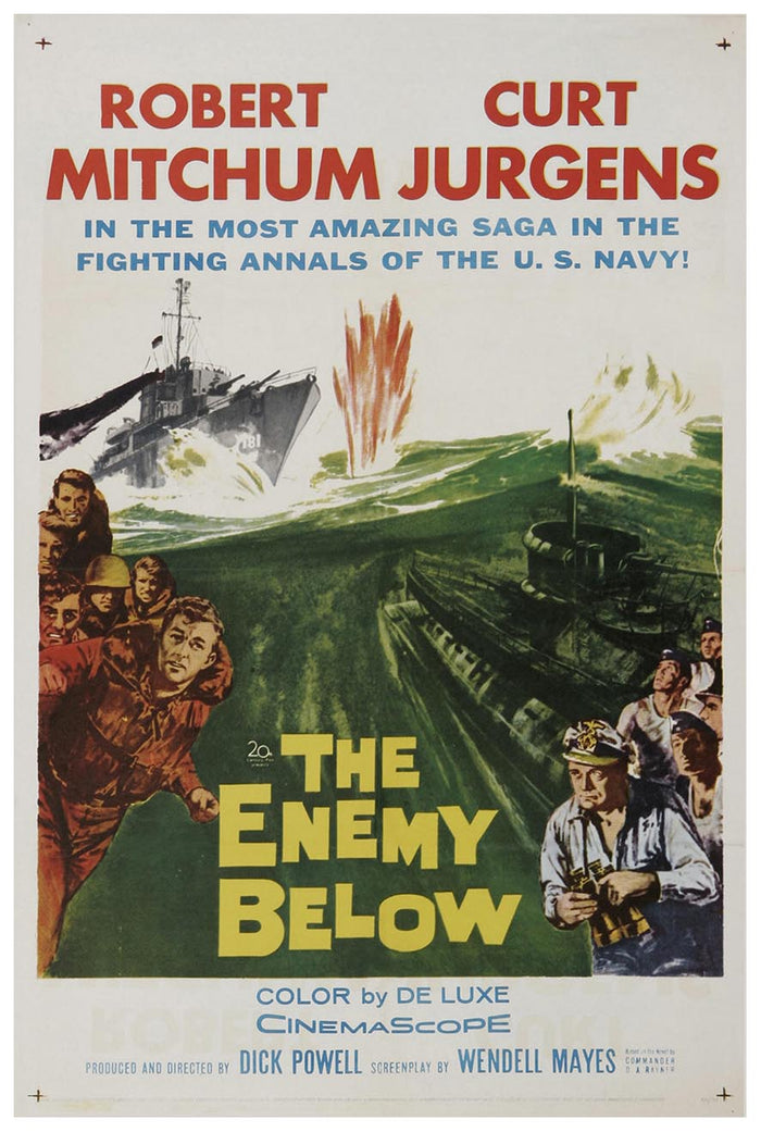 The Enemy Below 1957 - Robert Mitchum - Vintage Classic Movie Poster