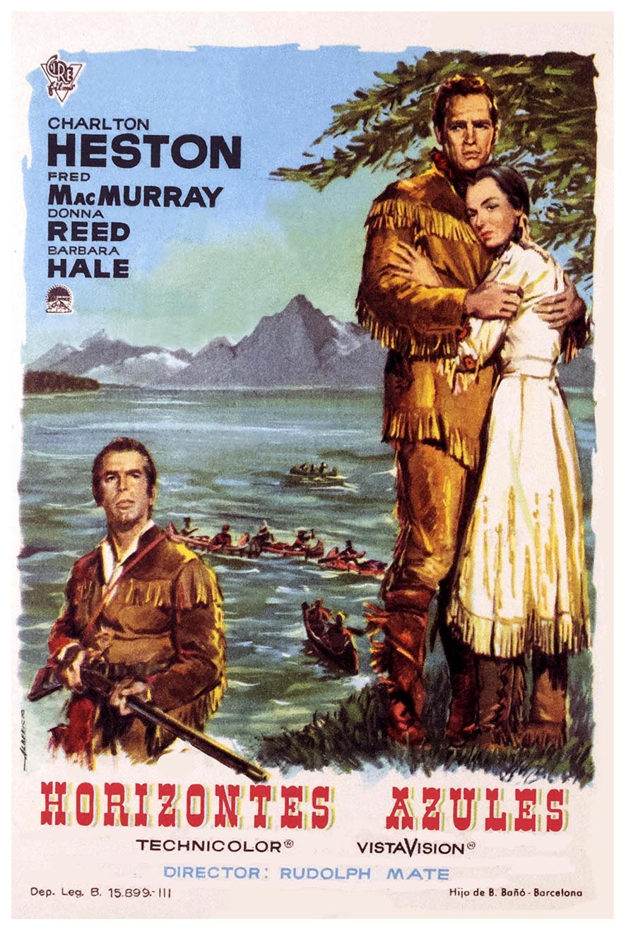 The Far Horizons 1955 - Spanish - Charlton Heston - Vintage Classic Movie Poster