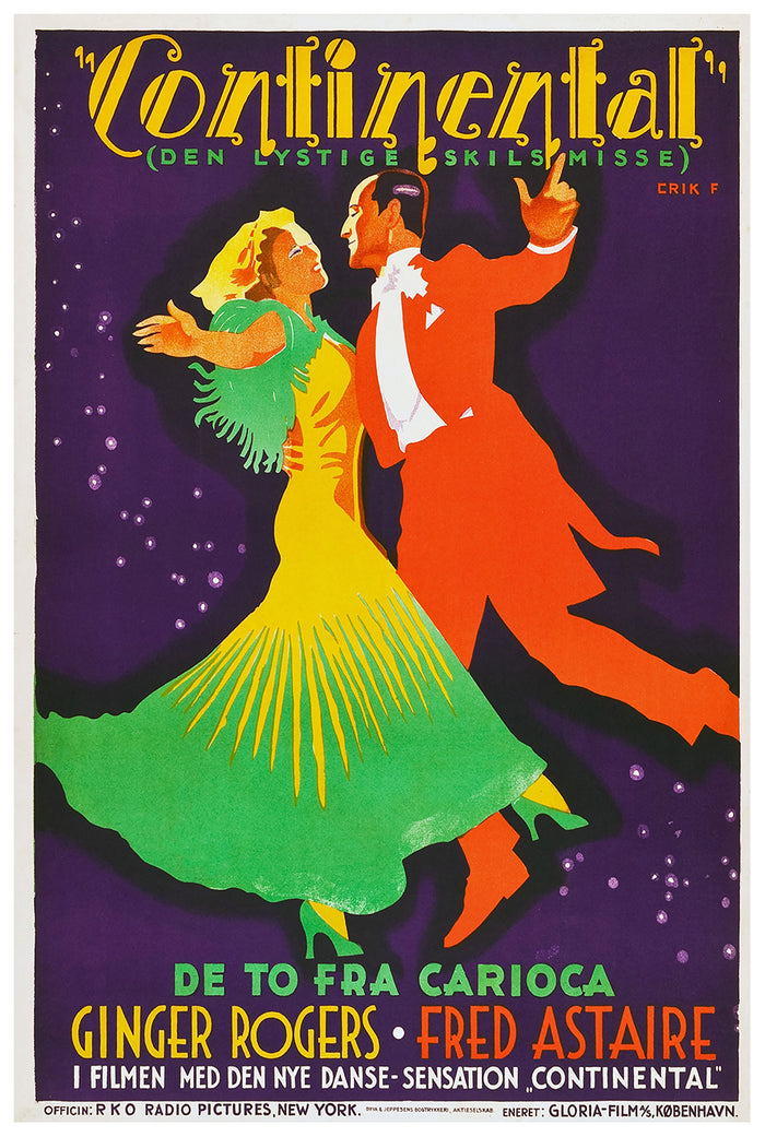 The Gay Divorcee 1934 - Denmark - Classic Movie Poster