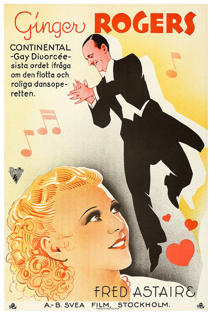 The Gay Divorcee 1934 - Fred Astaire - Sweden (2) - Classic Movie Poster