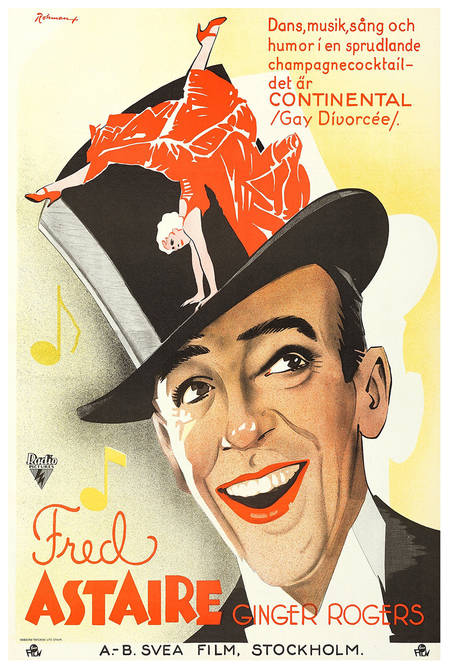 The Gay Divorcee 1934 - Fred Astaire - Sweden - Classic Movie Poster