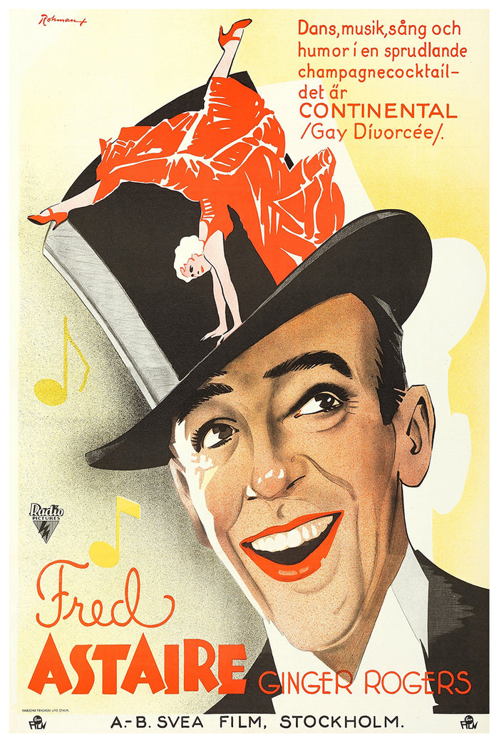 The Gay Divorcee 1934 - Fred Astaire - Sweden - Classic Movie Poster