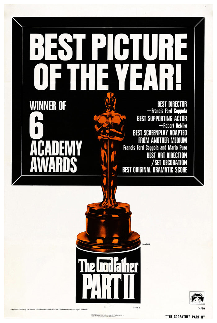 The Godfather Part II 1974 - Al Pacino - US 3 - Classic Movie Poster