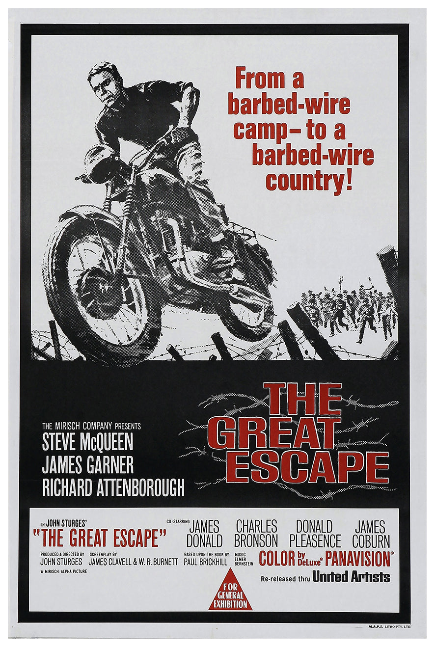 The Great Escape 1963 - Steve McQueen - Australia - Classic Movie Poster