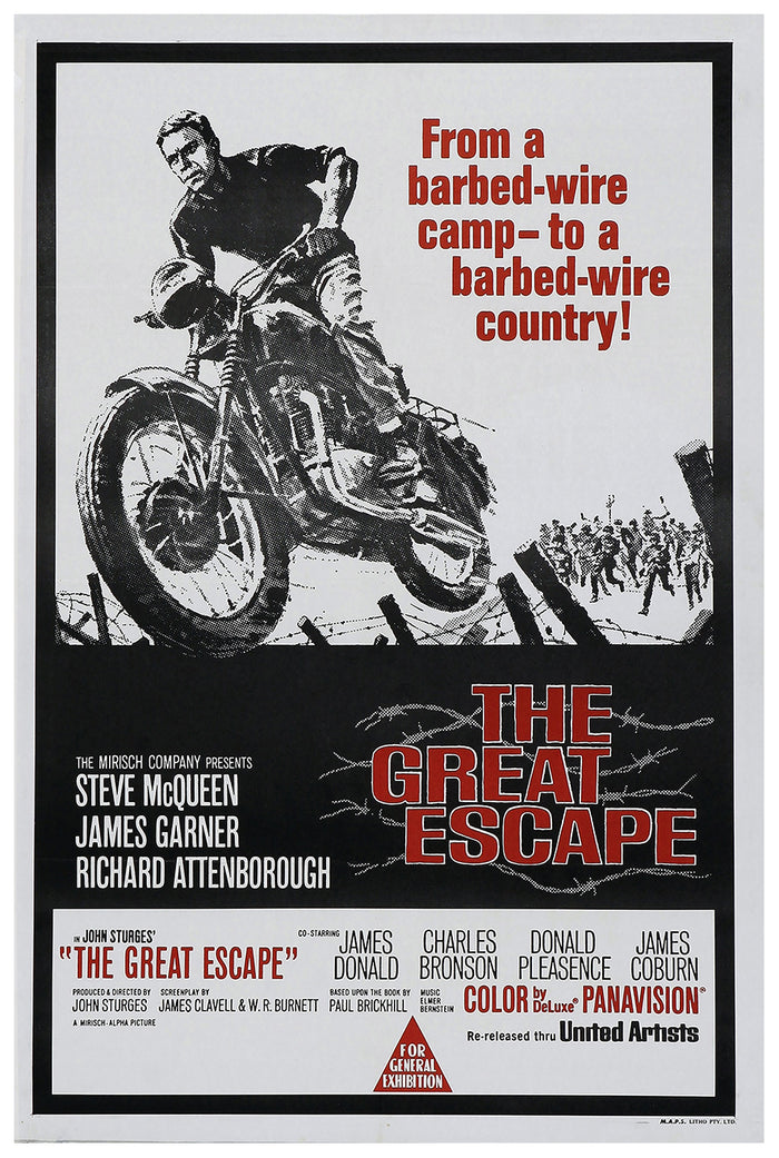 The Great Escape 1963 - Steve McQueen - Australia - Classic Movie Poster