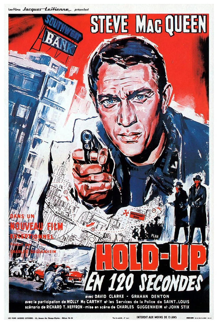 The Great St. Louis Bank Robbery 1959 - French - Steve McQueen - Vintage Classic Movie Poster