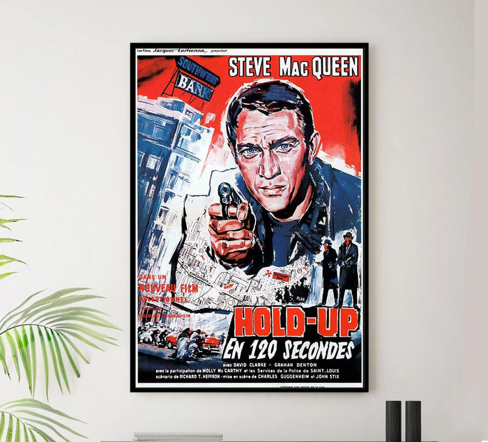 The Great St. Louis Bank Robbery 1959 - French - Steve McQueen - Vintage Classic Movie Poster
