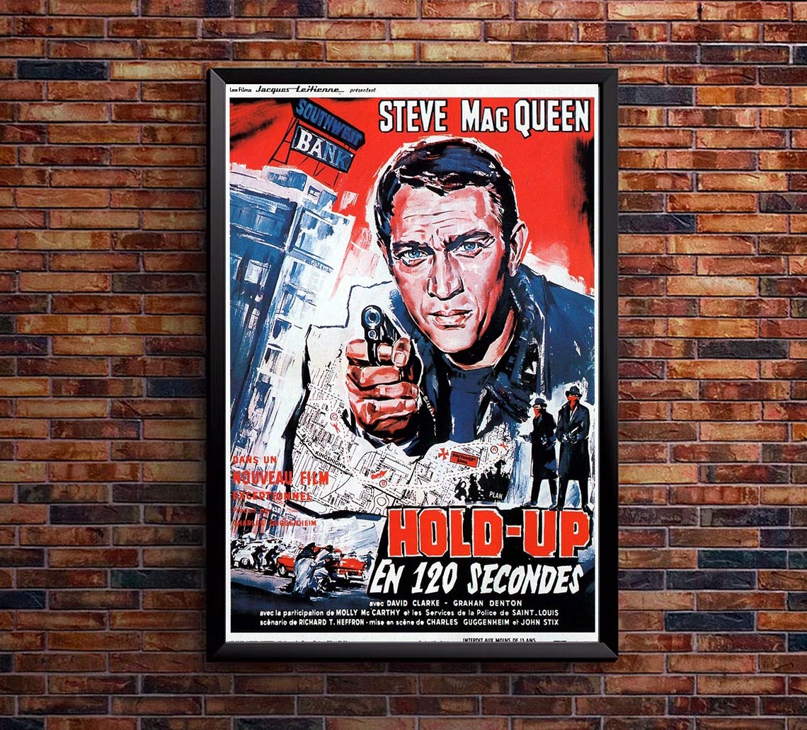 The Great St. Louis Bank Robbery 1959 - French - Steve McQueen - Vintage Classic Movie Poster