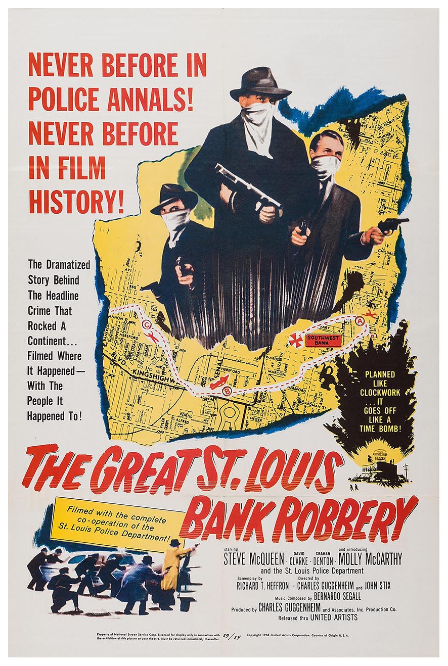 The Great St. Louis Bank Robbery 1959 - Steve McQueen - Vintage Classic Movie Poster