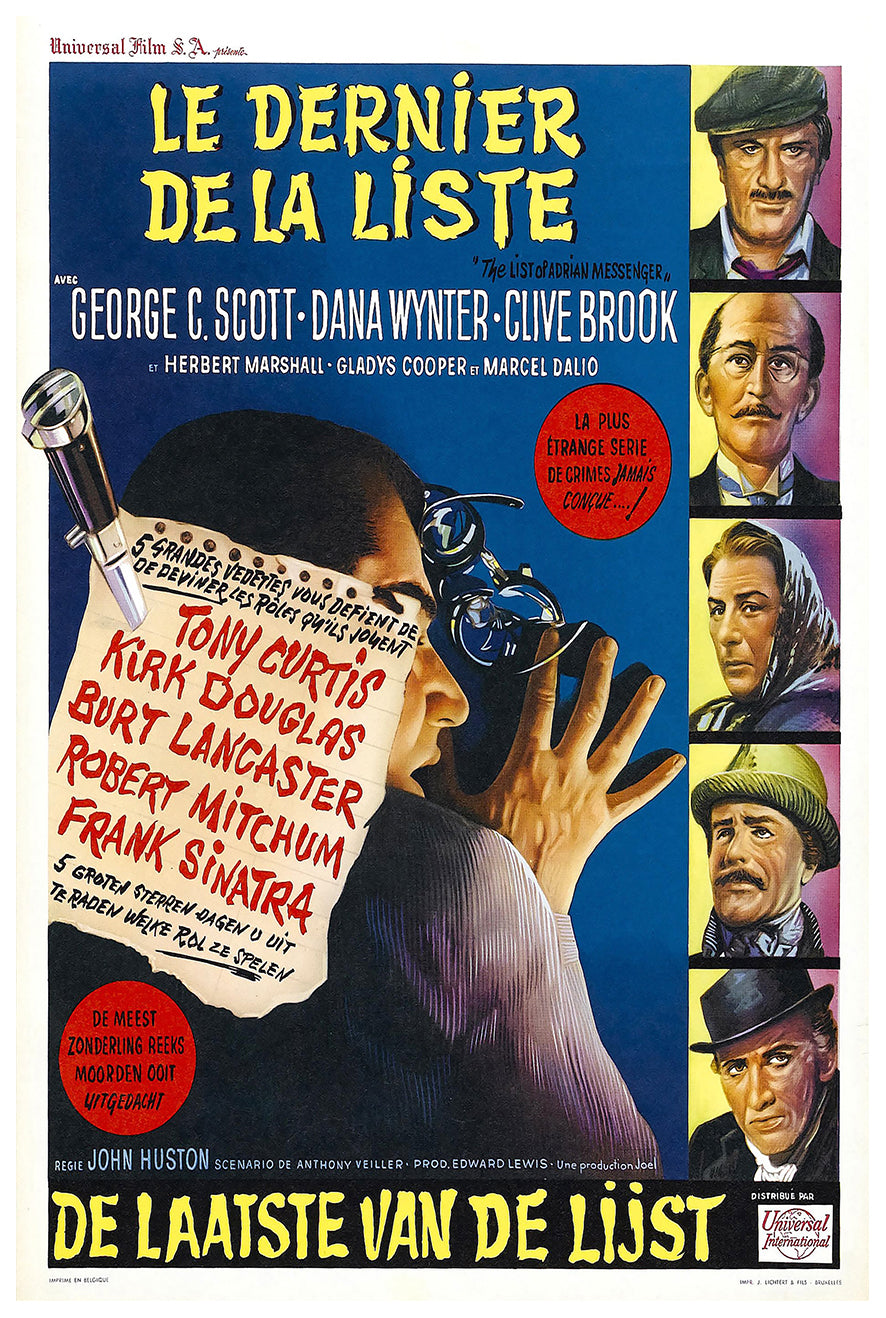 The List of Adrian Messenger 1963 - Burt Lancaster - Belgium - Classic Movie Poster