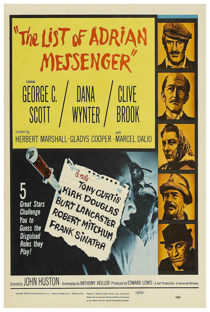 The List of Adrian Messenger 1963 - Burt Lancaster - US (2) - Classic Movie Poster