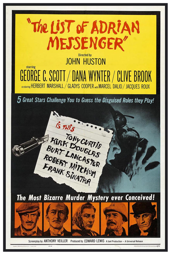 The List of Adrian Messenger 1963 - Robert Mitchum - Vintage Classic Movie Poster