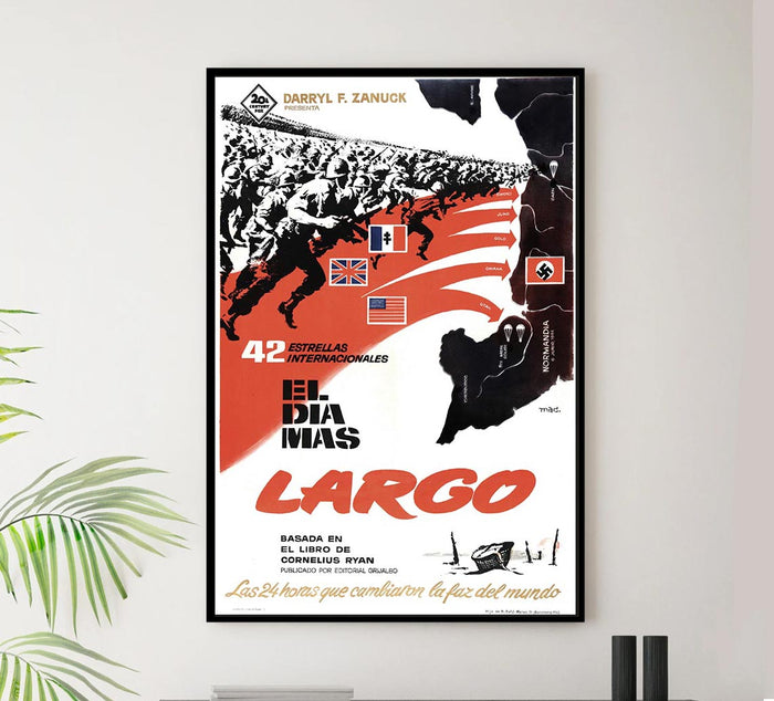 The Longest Day 1962 - Spanish - Robert Mitchum - Vintage Classic Movie Poster