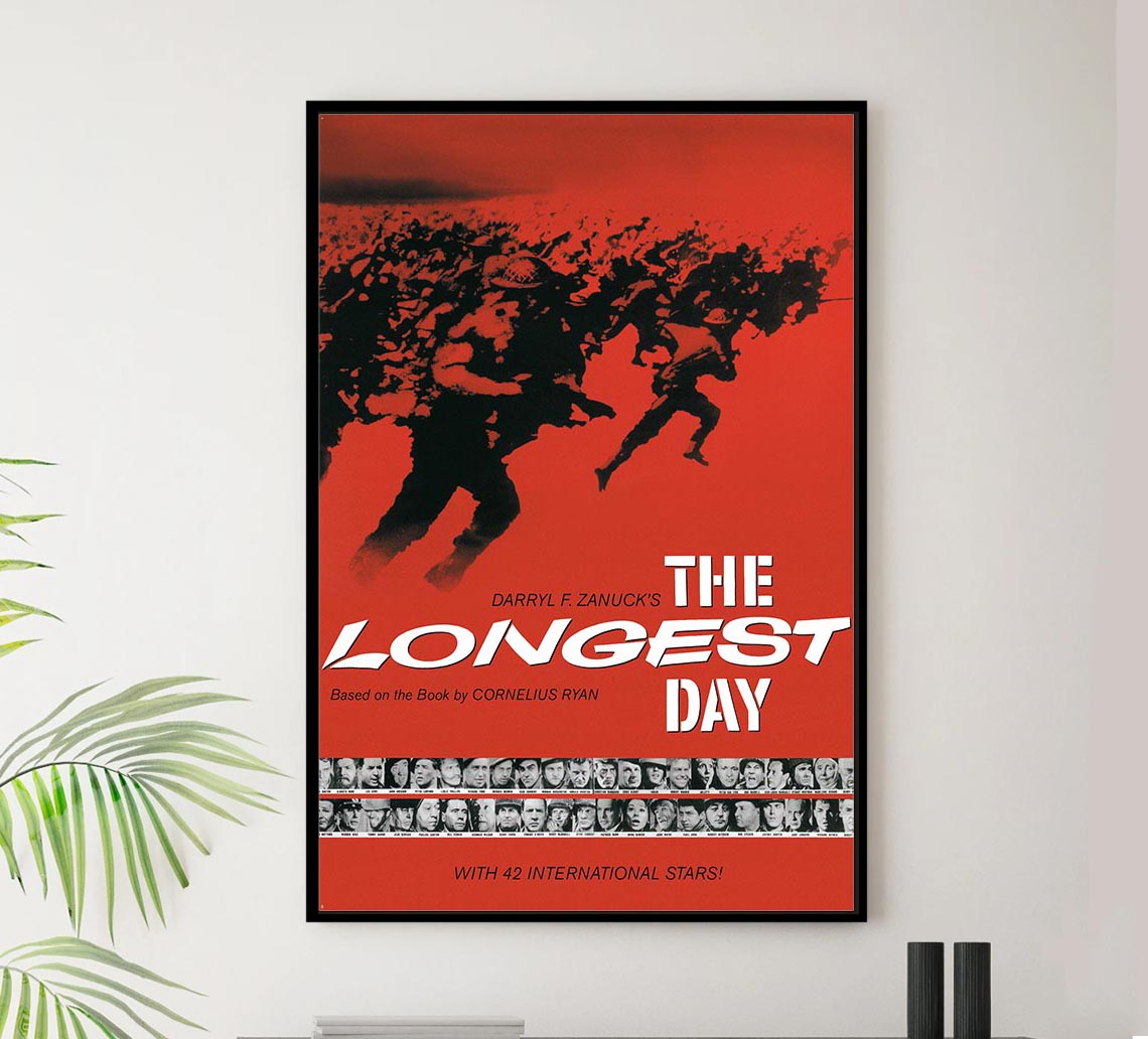 The Longest Day 1962 v2 - Robert Mitchum - Vintage Classic Movie Poster