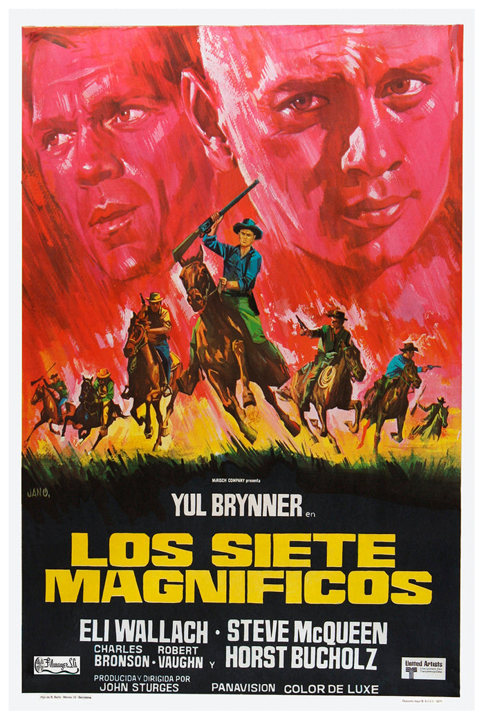 The Magnificent Seven 1960 - Charles Bronson - Spain - Classic Movie Poster