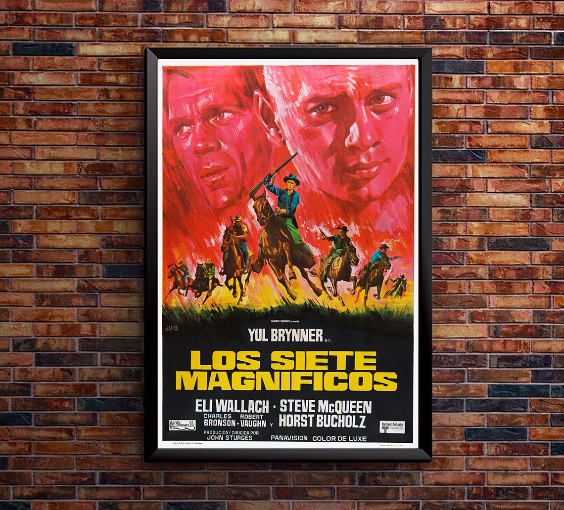The Magnificent Seven 1960 - Charles Bronson - Spain - Classic Movie Poster