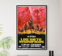 The Magnificent Seven 1960 - Spanish - Steve McQueen - Vintage Classic Movie Poster