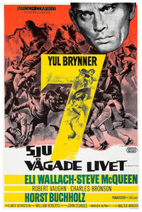 The Magnificent Seven 1960 - Sweden - Steve McQueen - Vintage Classic Movie Poster