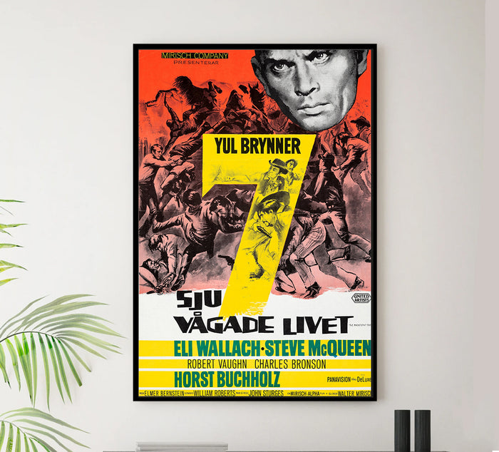 The Magnificent Seven 1960 - Charles Bronson - Sweden - Classic Movie Poster