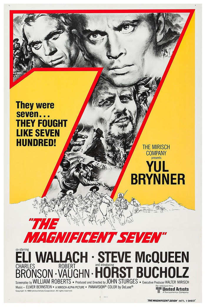 The Magnificent Seven 1960 - Steve McQueen - Vintage Classic Movie Poster