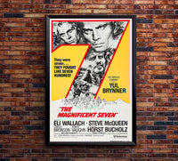 The Magnificent Seven 1960 - Steve McQueen - Vintage Classic Movie Poster