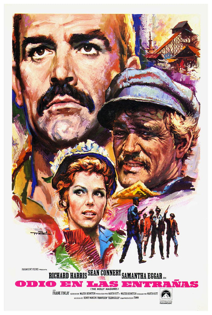 The Molly Maguires 1970 - Spain - Sean Connery - Vintage Classic Movie Poster