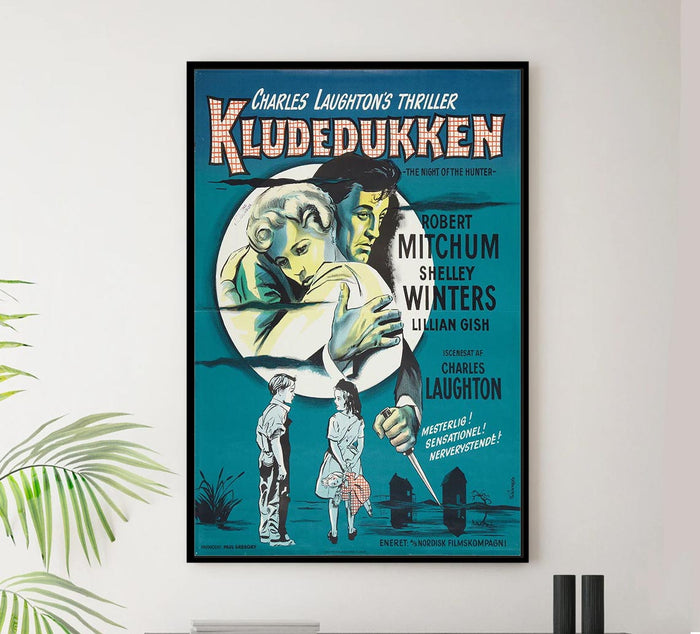 The Night of the Hunter 1955 - Robert Mitchum - Vintage Classic Movie Poster