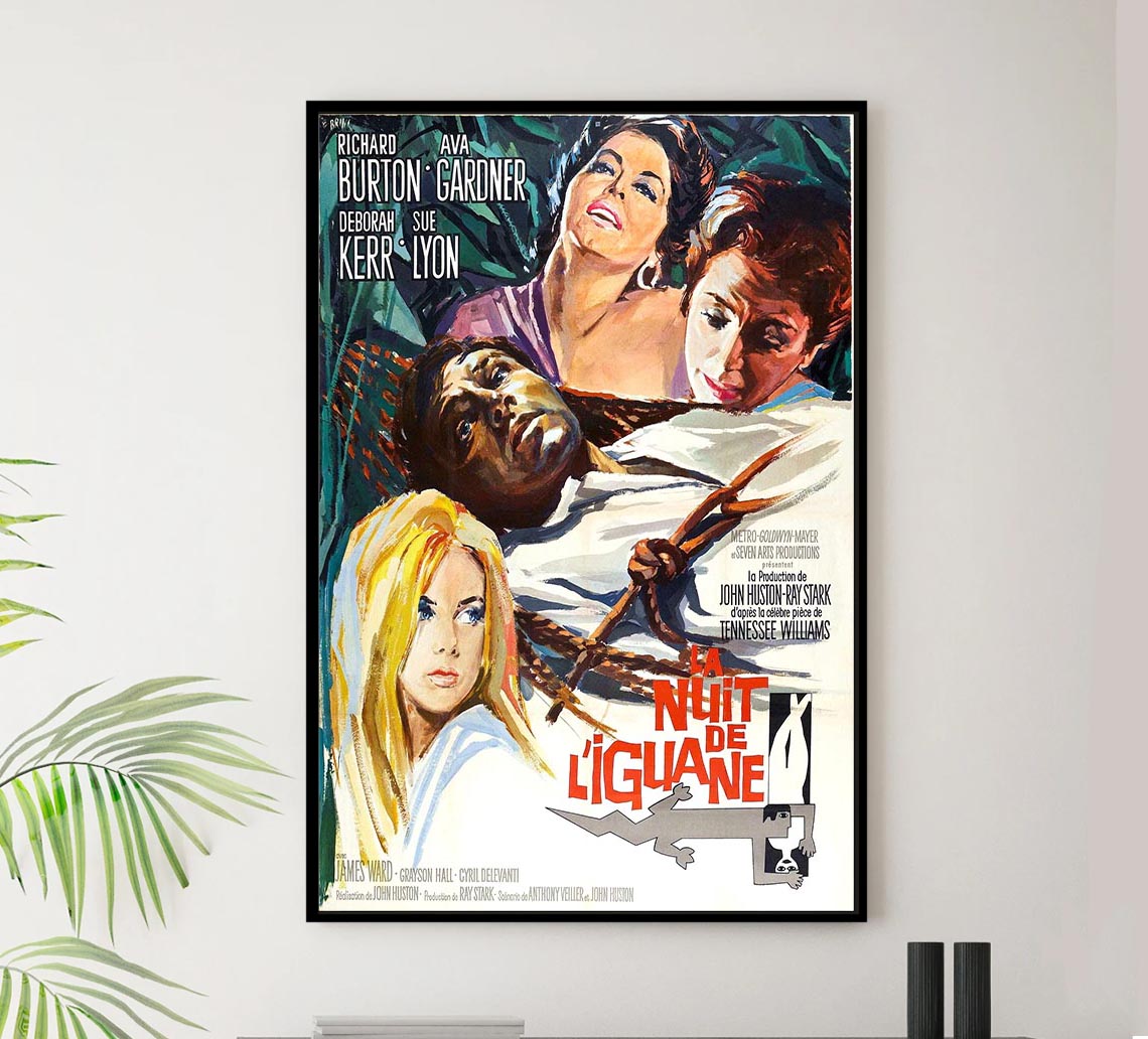 The Night of the Iguana 1964 - French – Vintage Classic Movie Poster