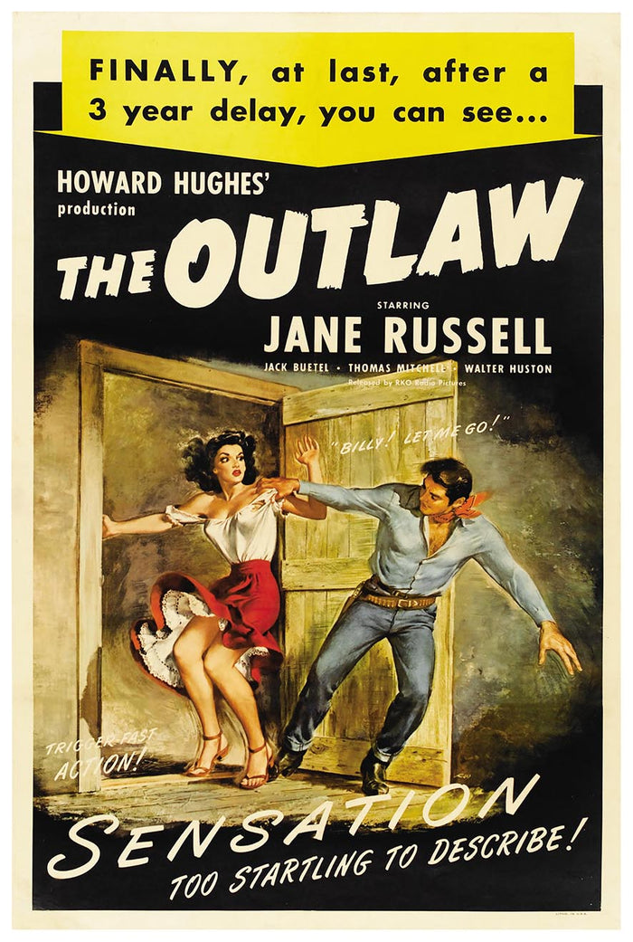The Outlaw 1943 v3 - Vintage Classic Movie Poster