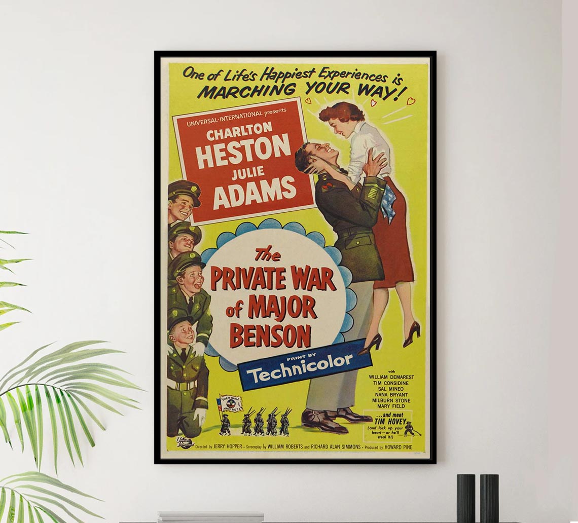 The Private War of Major Benson 1955 - Charlton Heston - Vintage Classic Movie Poster