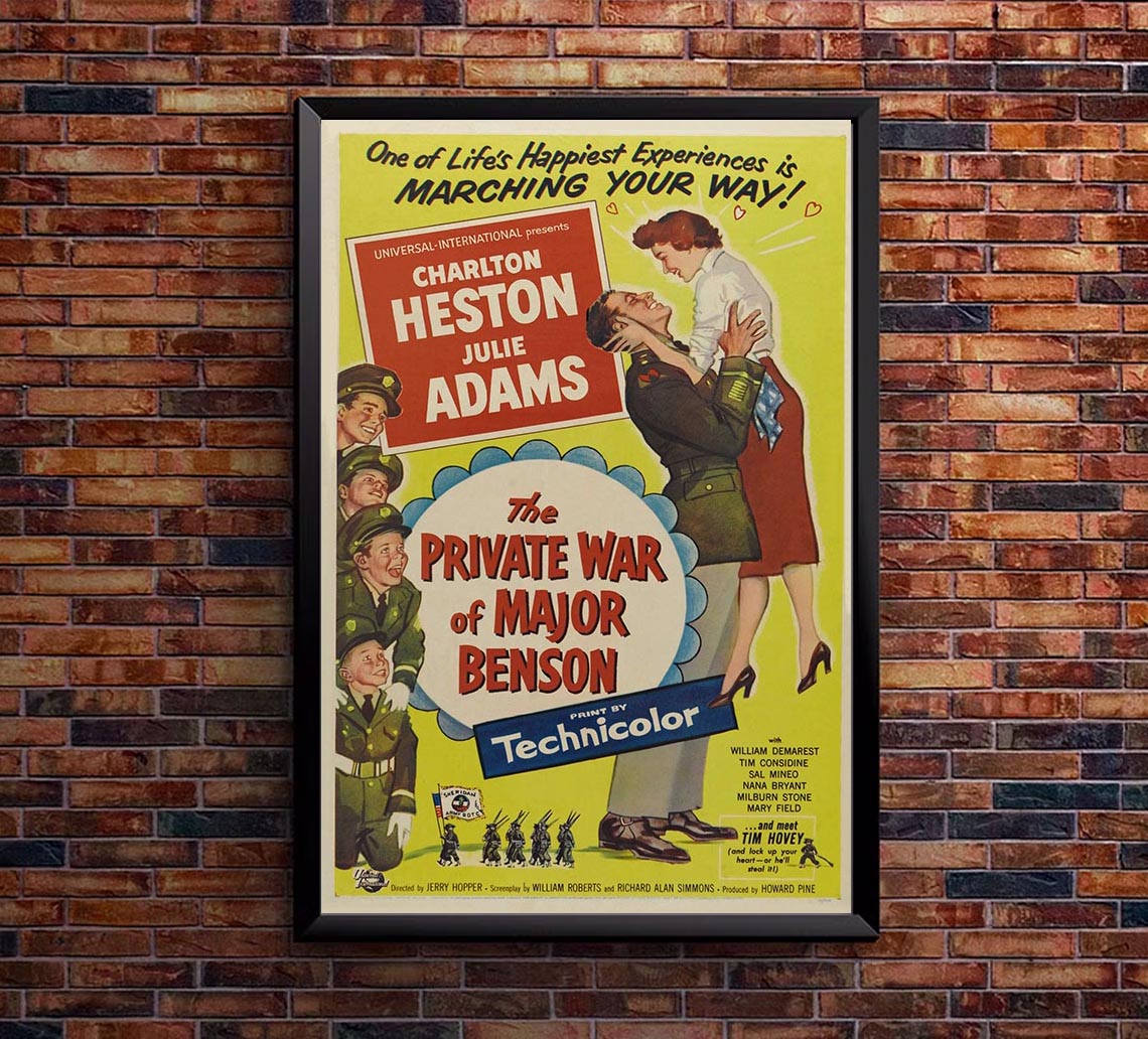 The Private War of Major Benson 1955 - Charlton Heston - Vintage Classic Movie Poster