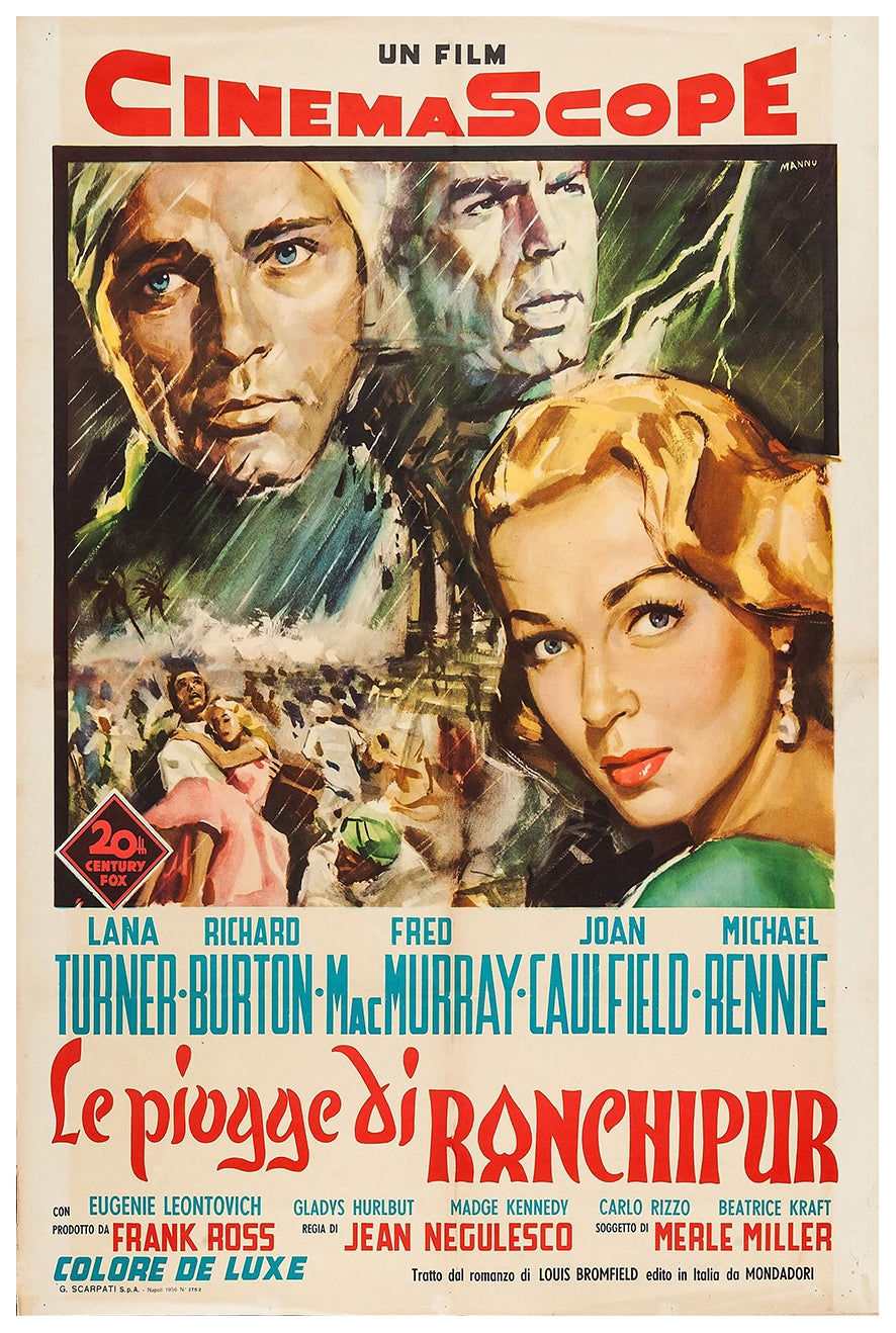 The Rains of Ranchipur 1955 - Richard Burton - Italy - Classic Movie Poster
