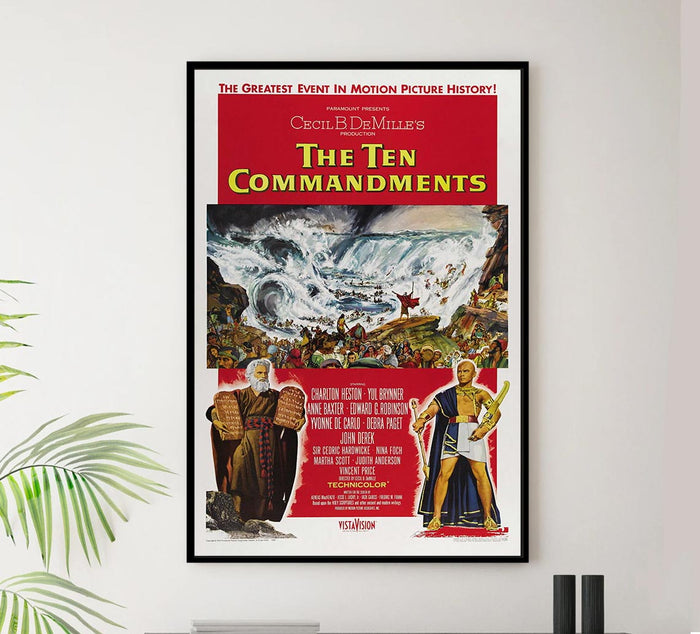 The Ten Commandments 1956 - Charlton Heston - Vintage Classic Movie Poster