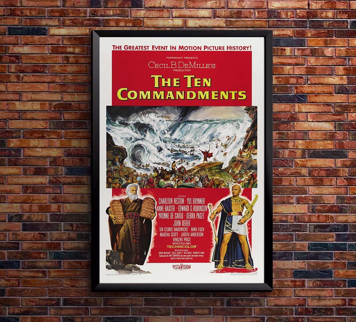 The Ten Commandments 1956 - Charlton Heston - Vintage Classic Movie Poster
