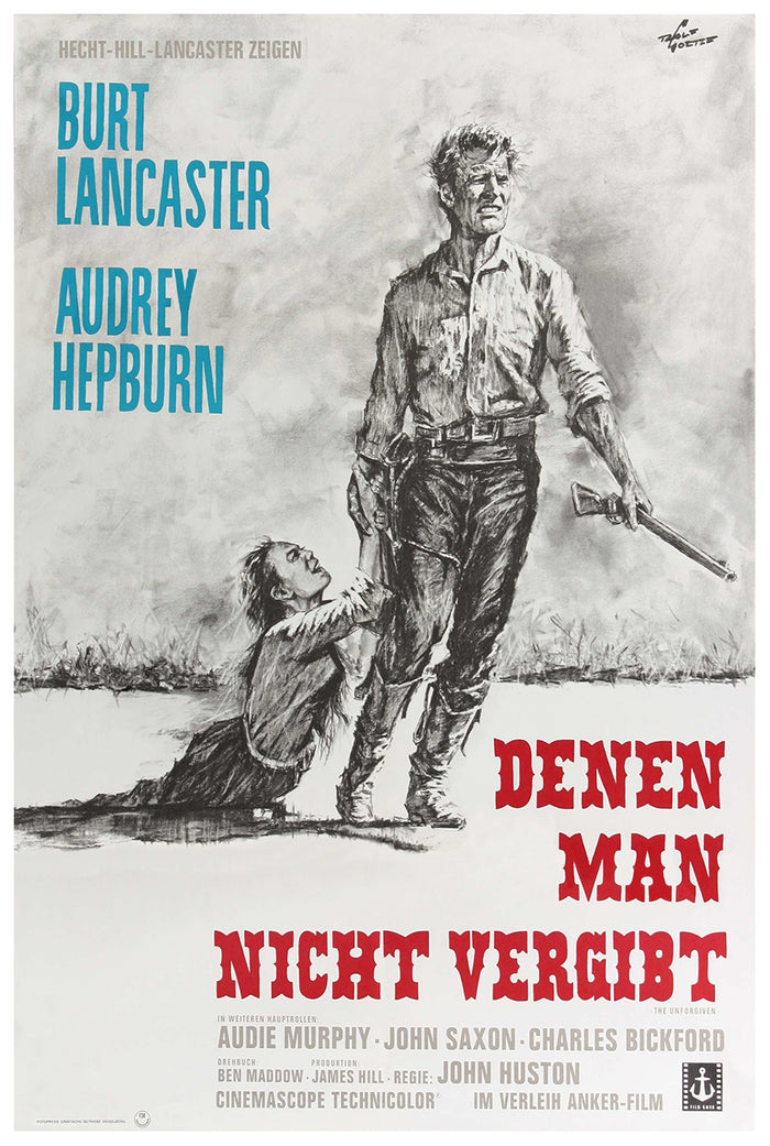 The Unforgiven 1960 - Burt Lancaster - Germany - Classic Movie Poster