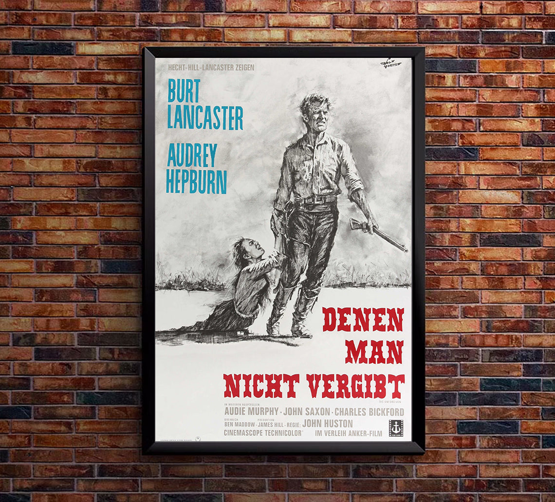 The Unforgiven 1960 - Burt Lancaster - Germany - Classic Movie Poster