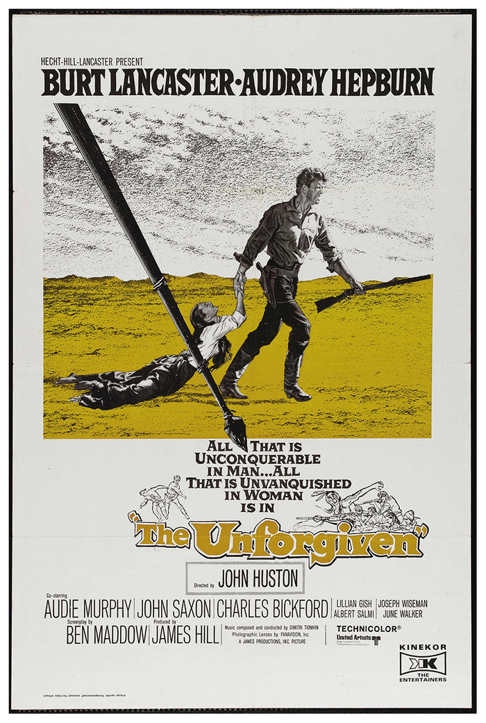 The Unforgiven 1960 - Burt Lancaster - South Africa - Classic Movie Poster