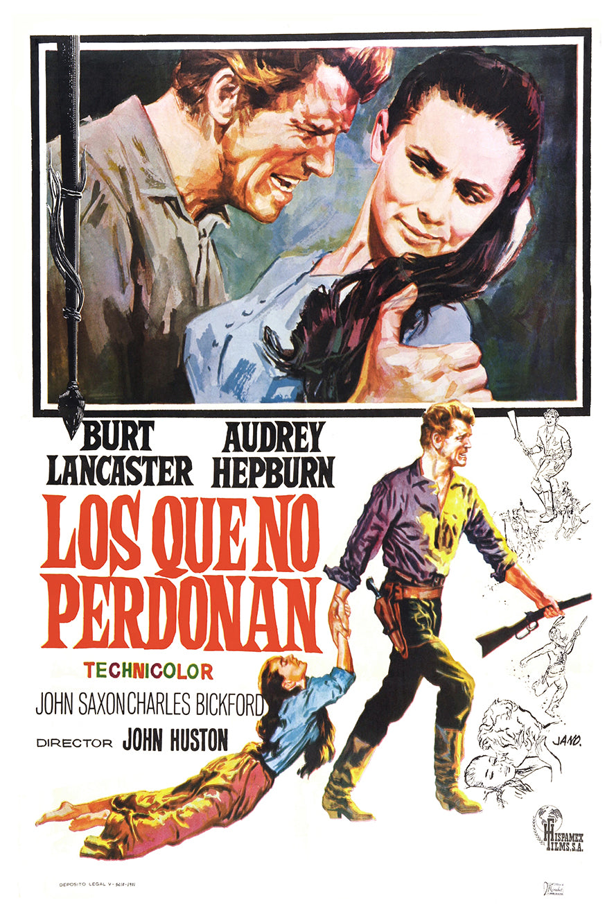 The Unforgiven 1960 - Burt Lancaster - Spain - Classic Movie Poster