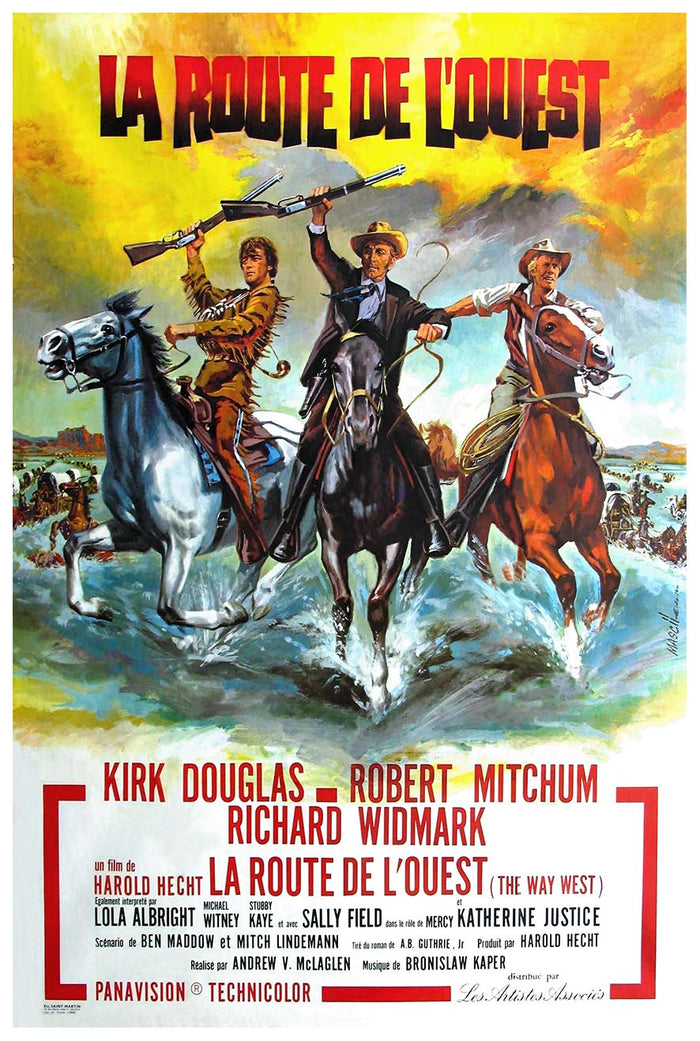 The Way West 1967 - French - Robert Mitchum - Vintage Classic Movie Poster